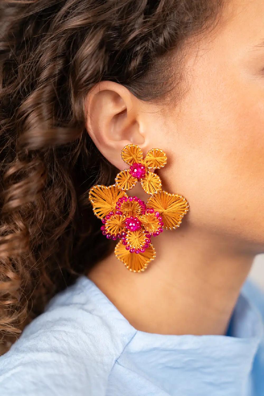 Lott. Gioielli Oranje Oorbellen Debby Double Flower L