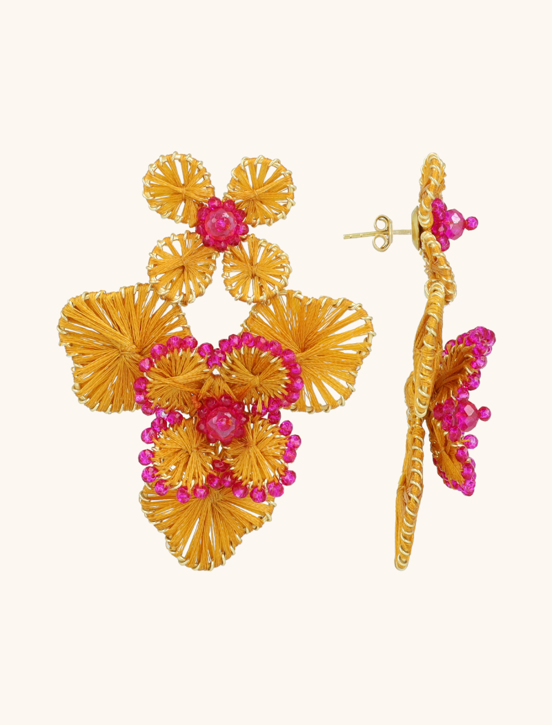 lott. gioielli Oranje Oorbellen Debby Double Flower L