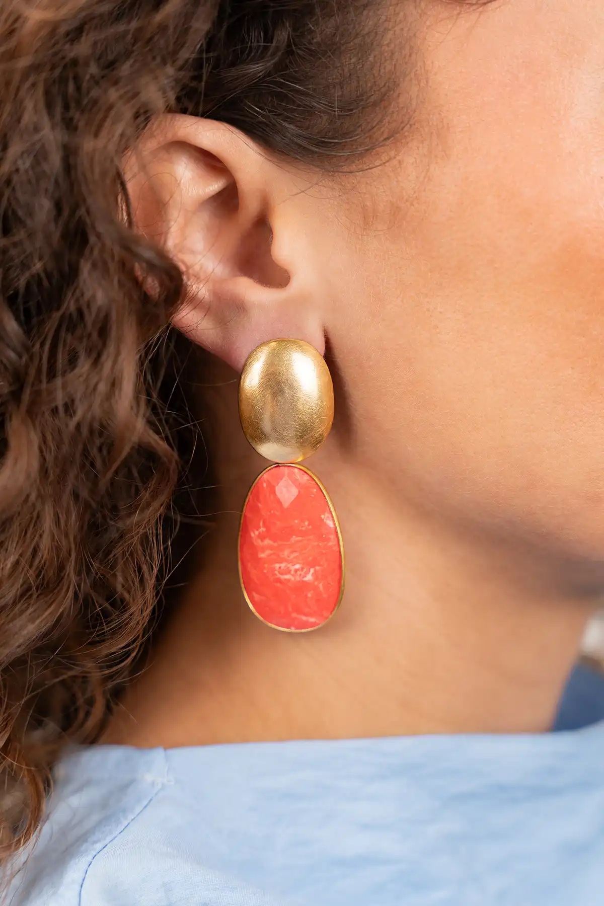 Lott. Gioielli Oranje Oorbellen Doris Framed Oval W/ Oval Earplug