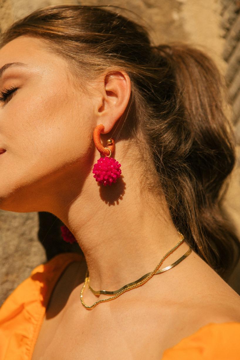 Lott. Gioielli Oranje Oorbellen Faylinn Creool XS Globe Mixed Fuchsia