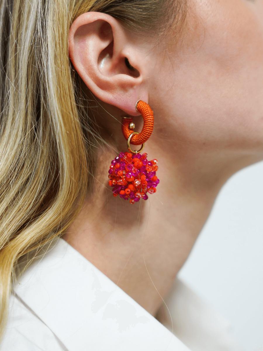 Lott. Gioielli Oranje Oorbellen Faylinn Creool XS Globe Mixed Fuchsia