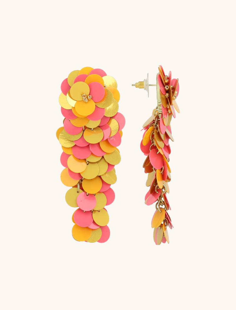 lott. gioielli Oranje Oorbellen Linde Sequin Flower Waterfall L