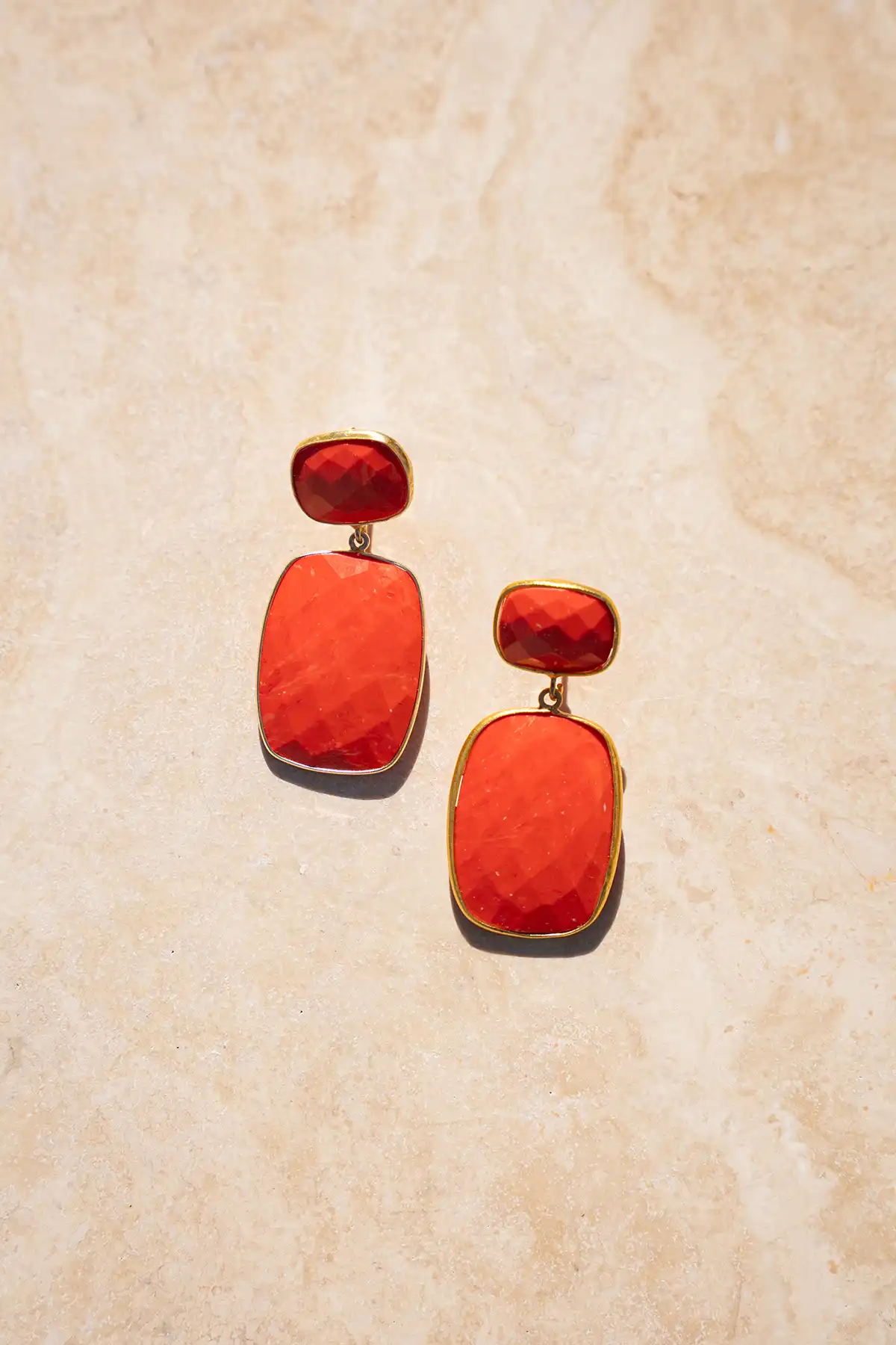 Lott. Gioielli Oranje Oorbellen Mint Quartz Vierkant