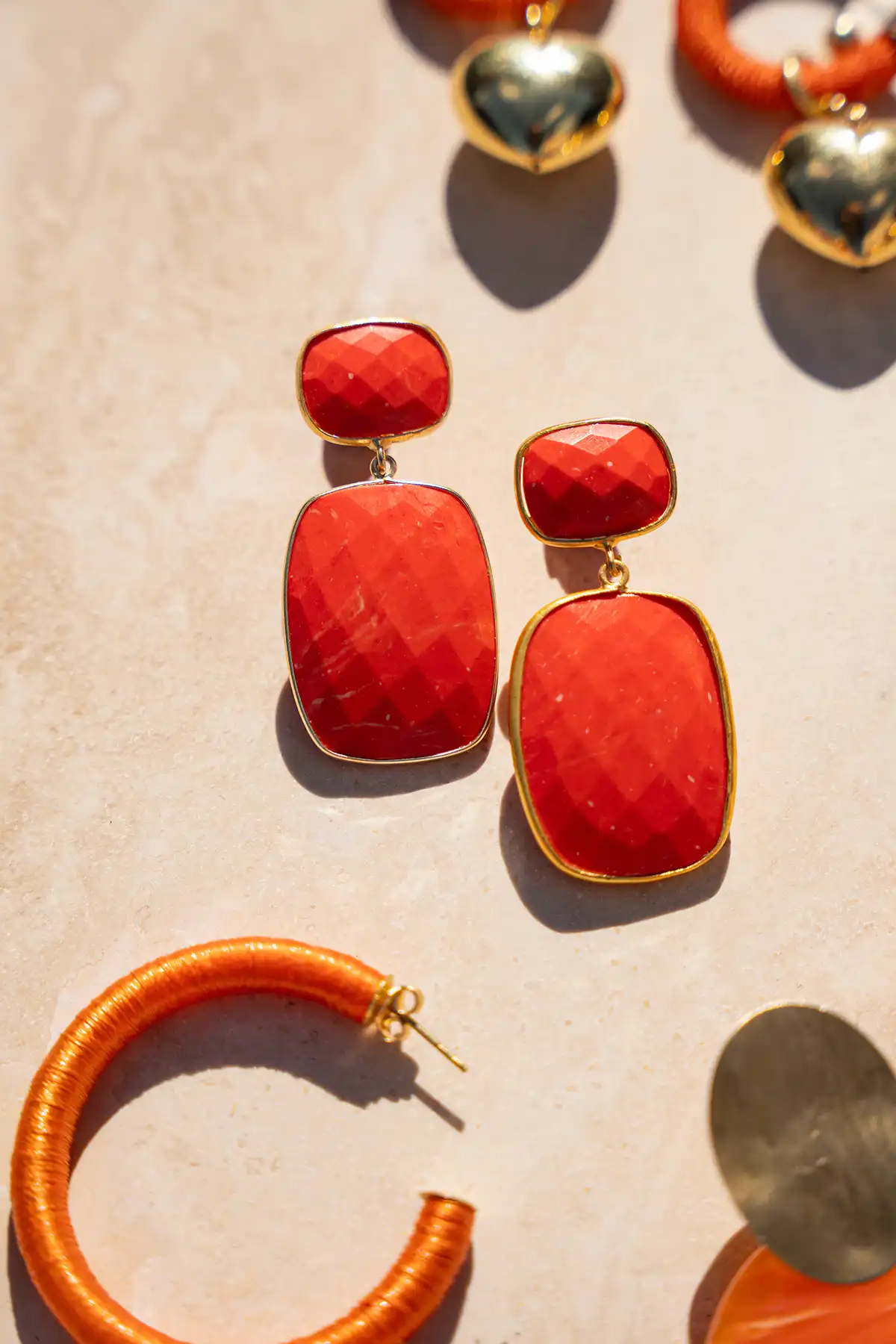 Lott. Gioielli Oranje Oorbellen Mint Quartz Vierkant