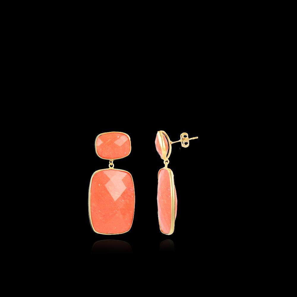 Lott. Gioielli Oranje Oorbellen Mint Quartz Vierkant