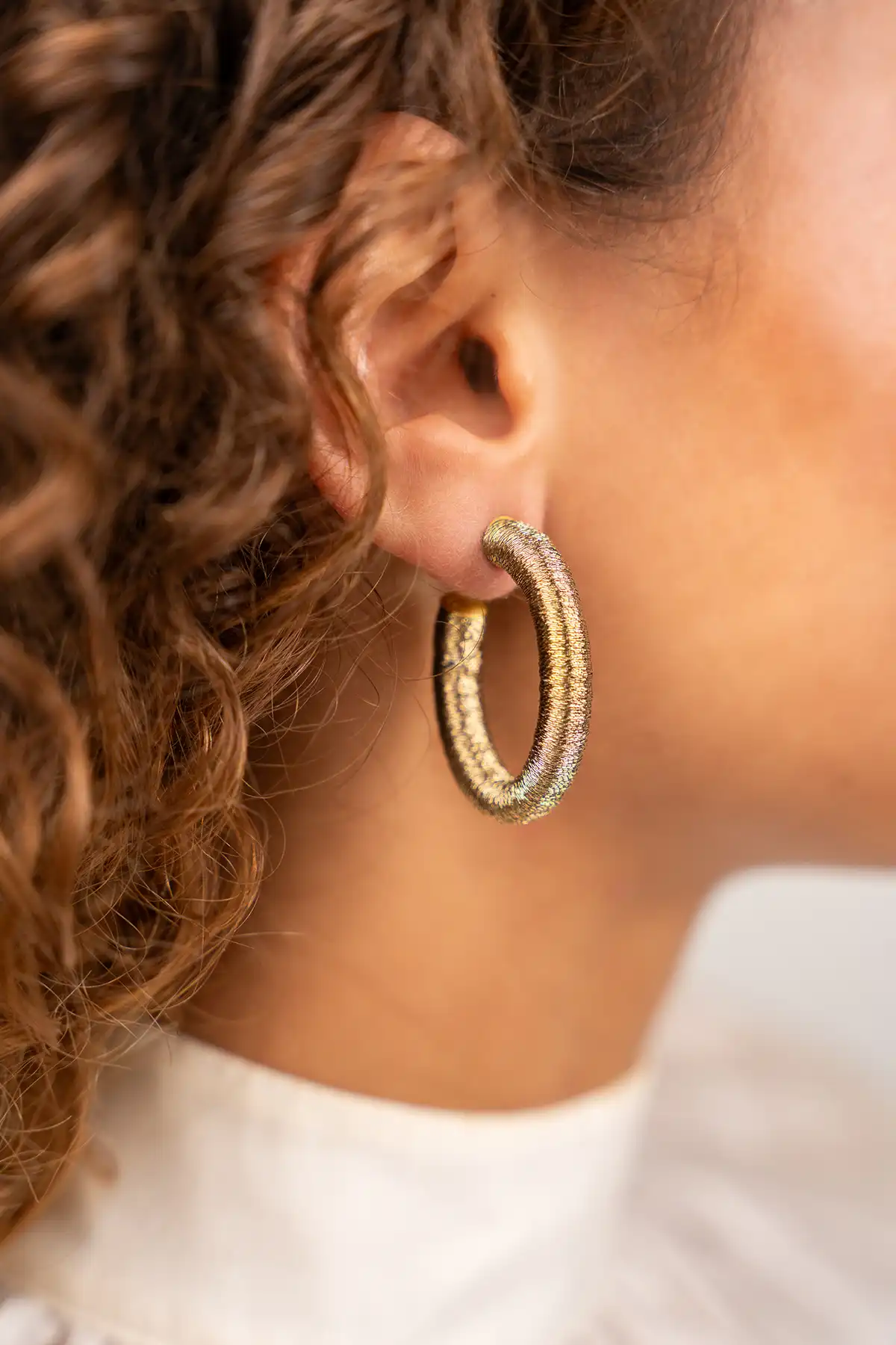 Lott. Gioielli Oud Gouden Oorbellen Amara Ovaal Creole Threated M