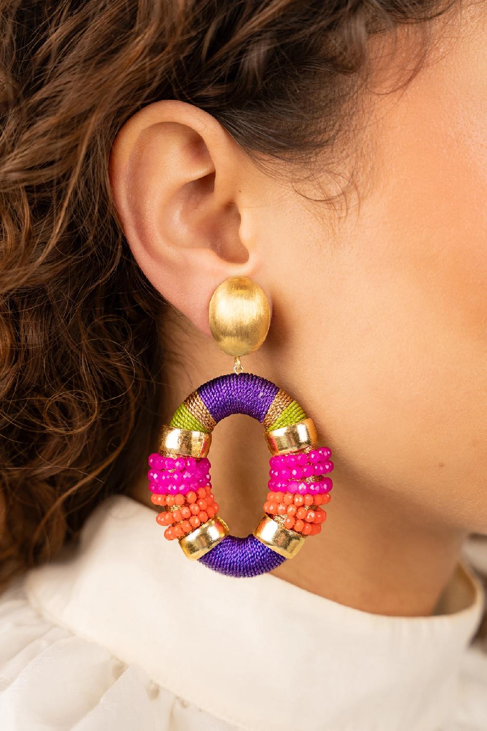 Lott. Gioielli Paarse Fuchsia Oorbellen Caroline Ovaal L Premium Clip