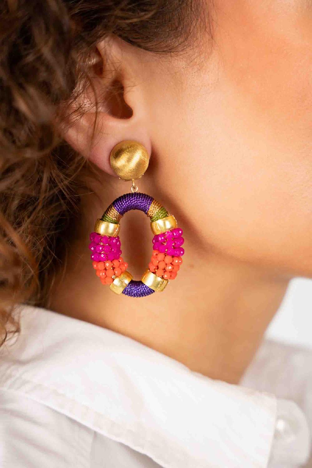 Lott. Gioielli Paarse Fuchsia Oorbellen Caroline Ovaal M Premium Clip