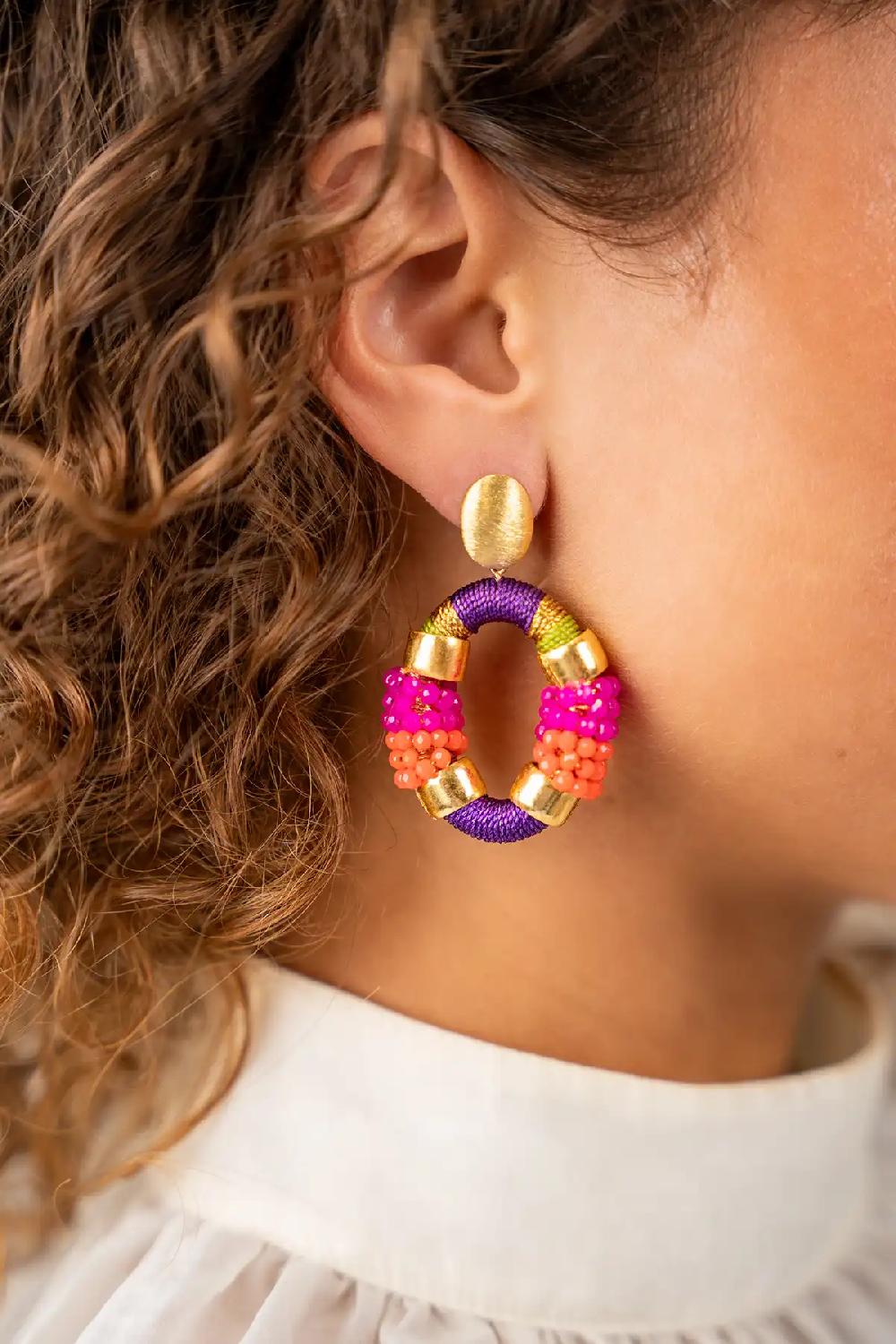 Lott. Gioielli Paarse Fuchsia Oorbellen Caroline Ovaal M Premium