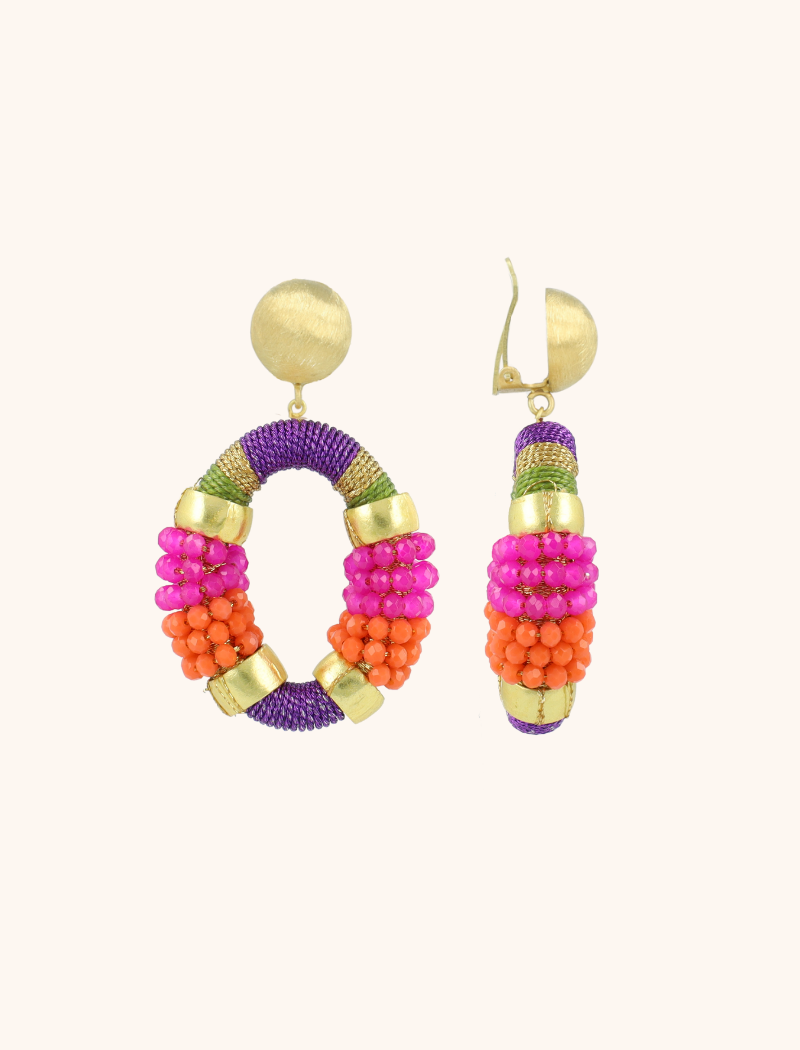 lott. gioielli Paarse Fuchsia Oorbellen Caroline Ovaal M Premium Clip