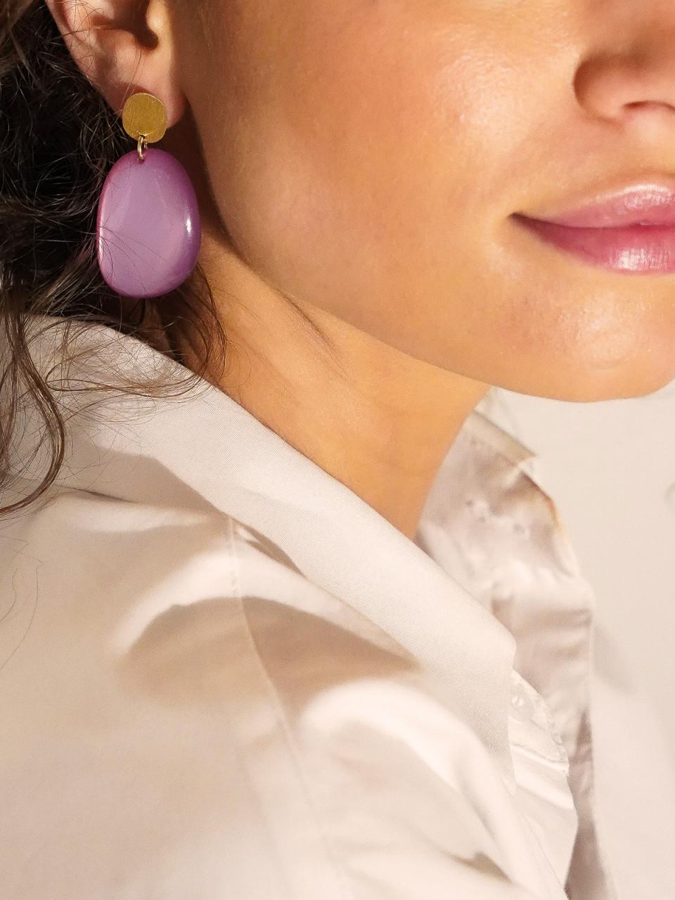 Lott. Gioielli Paarse Oorbellen Little Sara Assymetrisch Ovaal S
