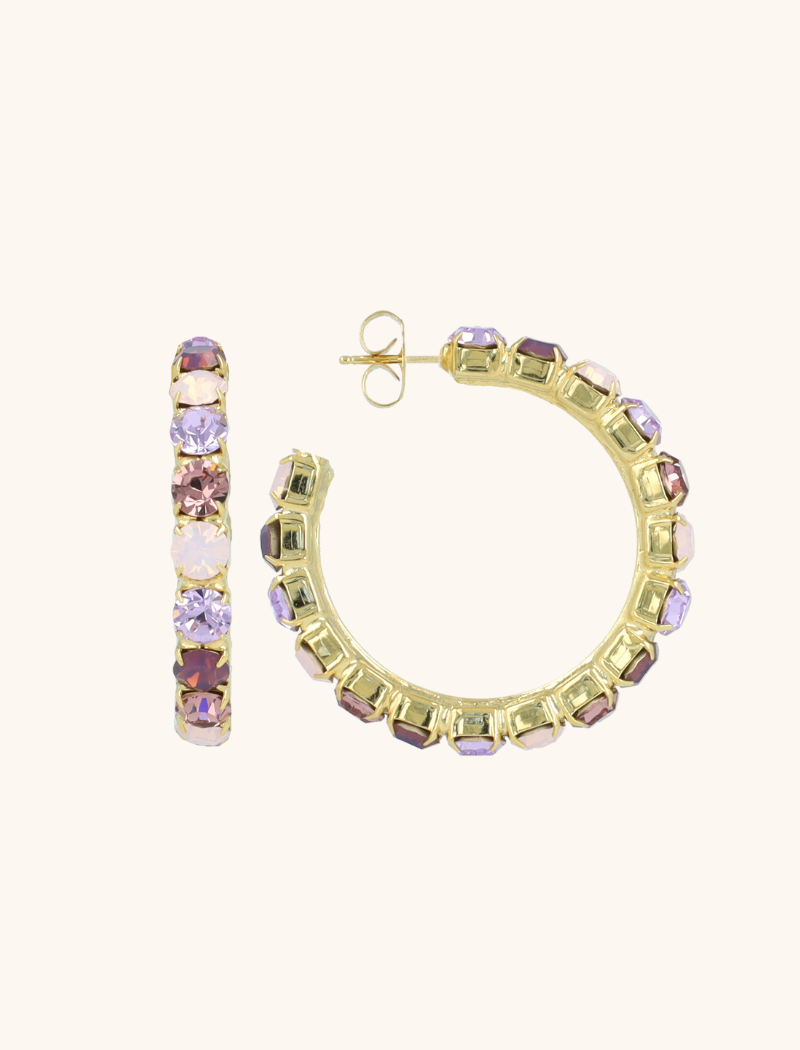 lott. gioielli Paarse Oorbellen Strass Julliette Creool