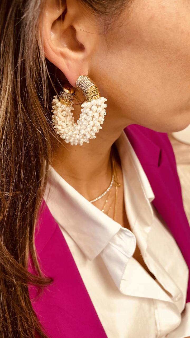 Lott. Gioielli Parel Oorbellen Luna Glassberry Creole Silk Ovaal L