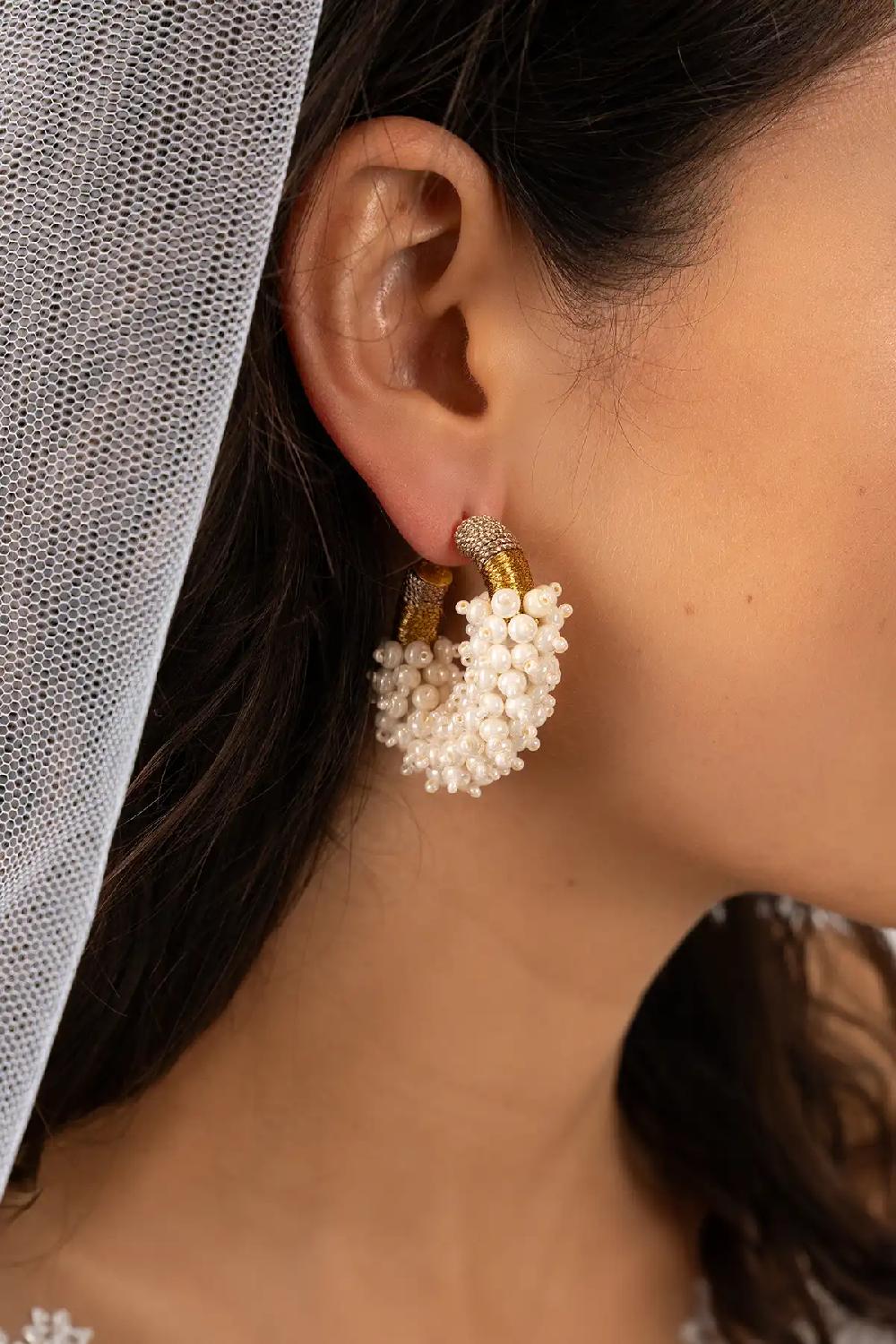 Lott. Gioielli Parel Oorbellen Luna Glassberry Creool Silk Combi Ovaal M