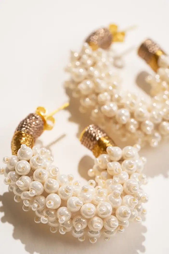 Lott. Gioielli Parel Oorbellen Luna Glassberry Creool Silk Combi Ovaal M