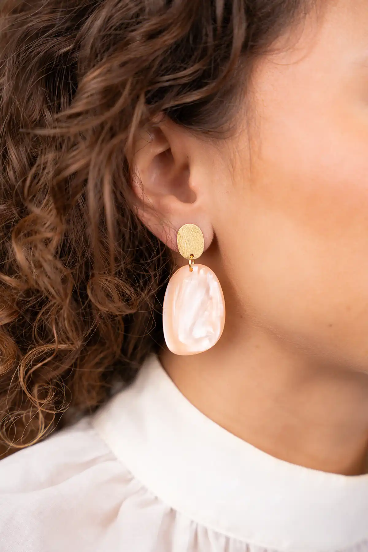 Lott. Gioielli Pastel Roze Oorbellen Little Sara Assymetrisch Ovaal S