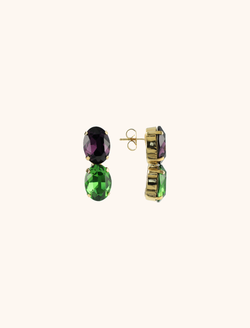 Lott. Gioielli Purple/Olivine Oorbellen Maudi Oval 2 Stones Waterfall M