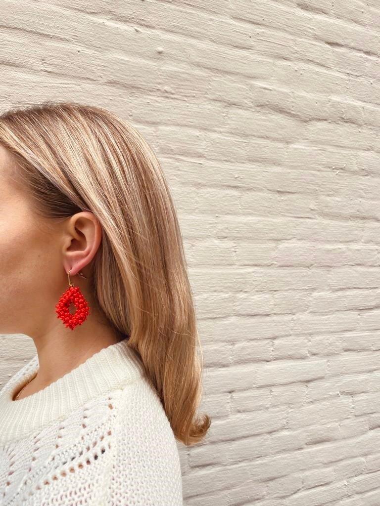 Lott. Gioielli Rode Oorbellen Holly Double Stones Glassberry Ace M