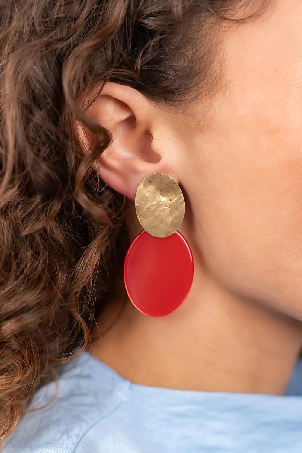 Lott. Gioielli Rode Oorbellen Isabella Closed Oval S