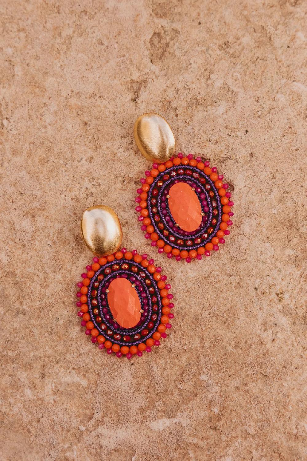 Lott. Gioielli Rode Oorbellen Jamie Filled Oval 3 Rings W/ Stone L