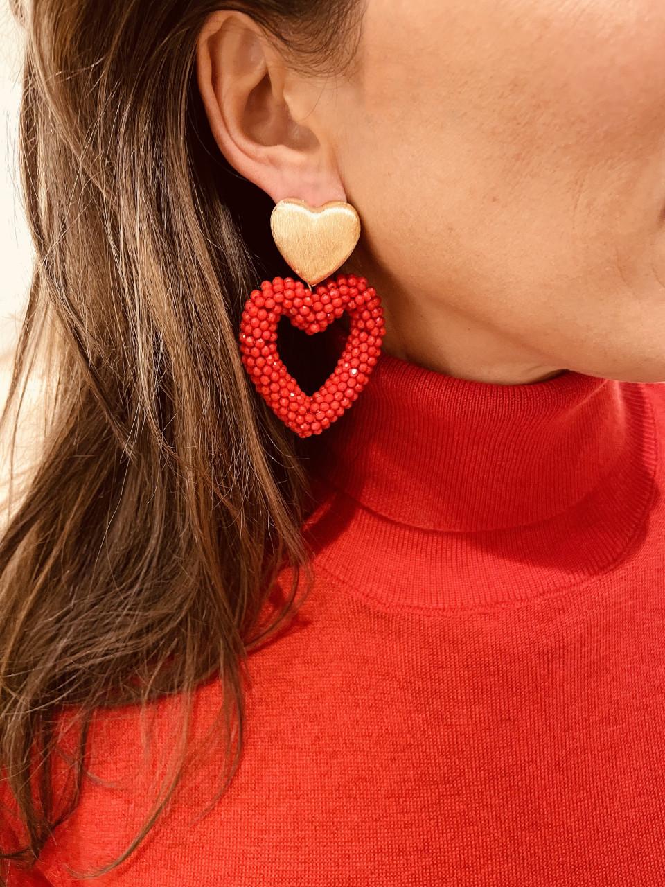 Lott. Gioielli Rode Oorbellen Valentijn Brushed Hart