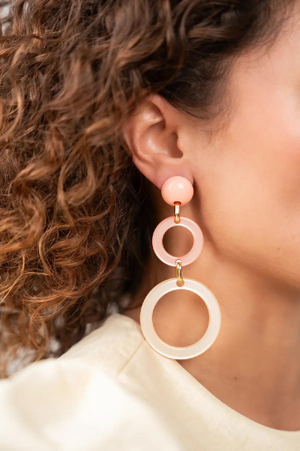 Lott. Gioielli Rosa/Beige Oorbellen Hanne Tripe Circle L