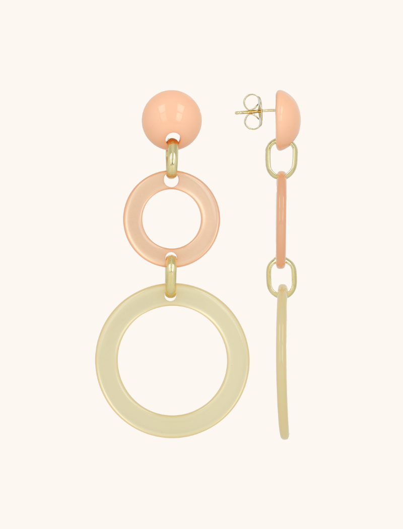 lott. gioielli Rosa/Beige Oorbellen Hanne Tripe Circle L