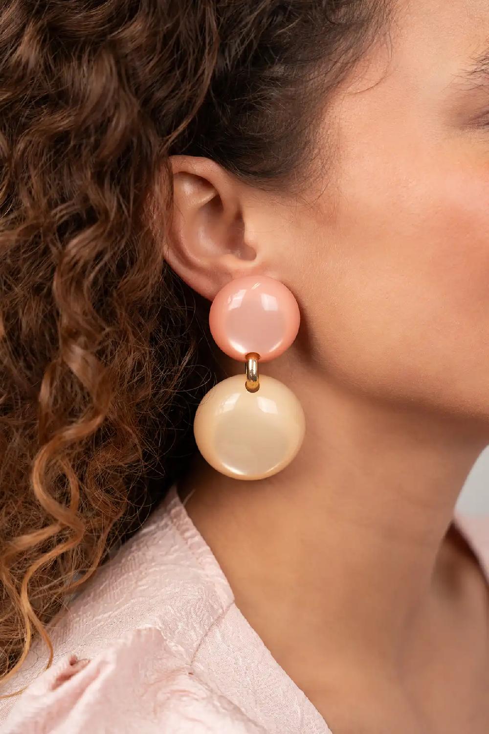 Lott. Gioielli Rosa/Beige Oorbellen Polly Double Round M