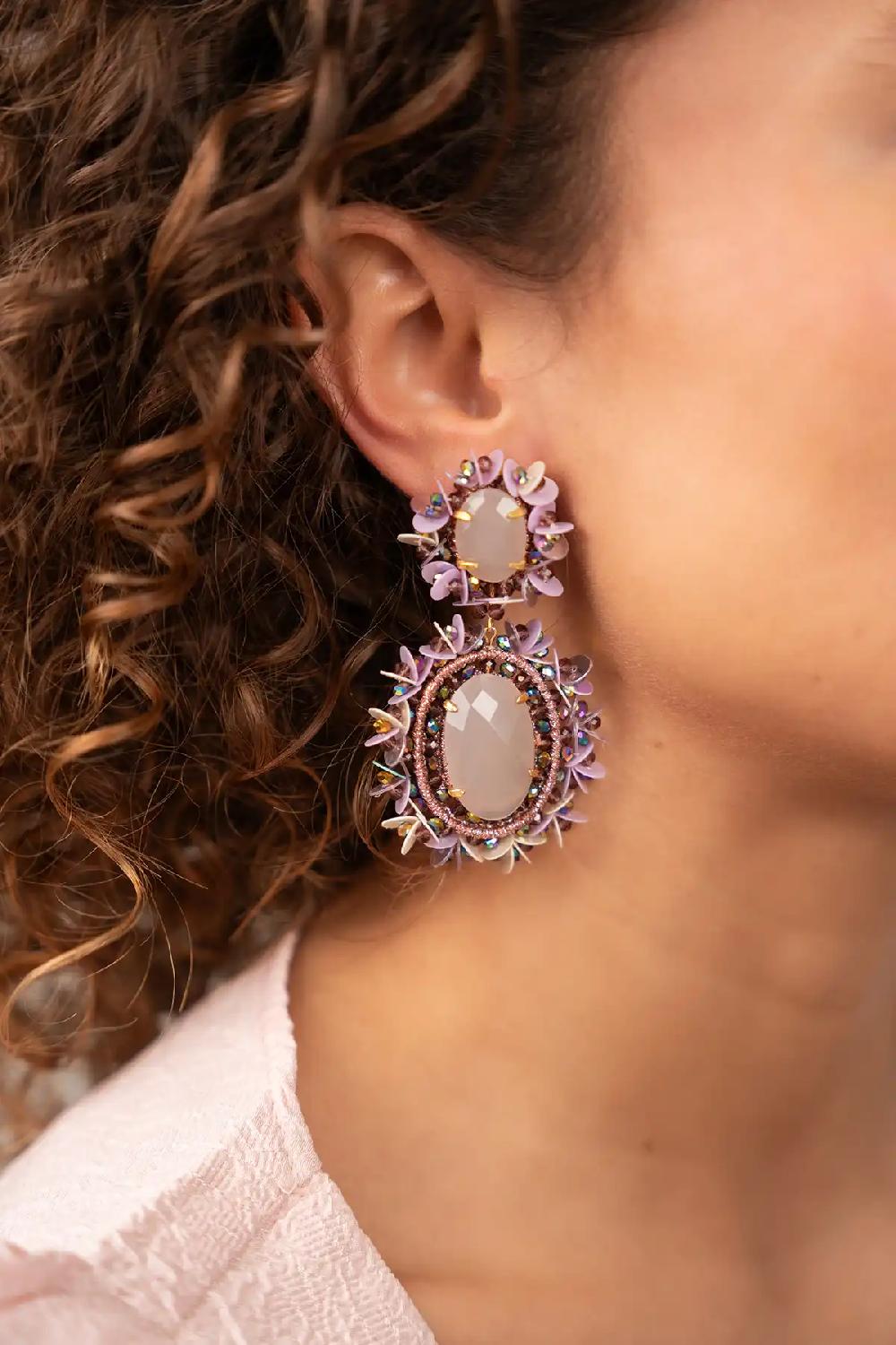 lott. gioielli Rosa Mix Oorbellen Lara Pendant Double L