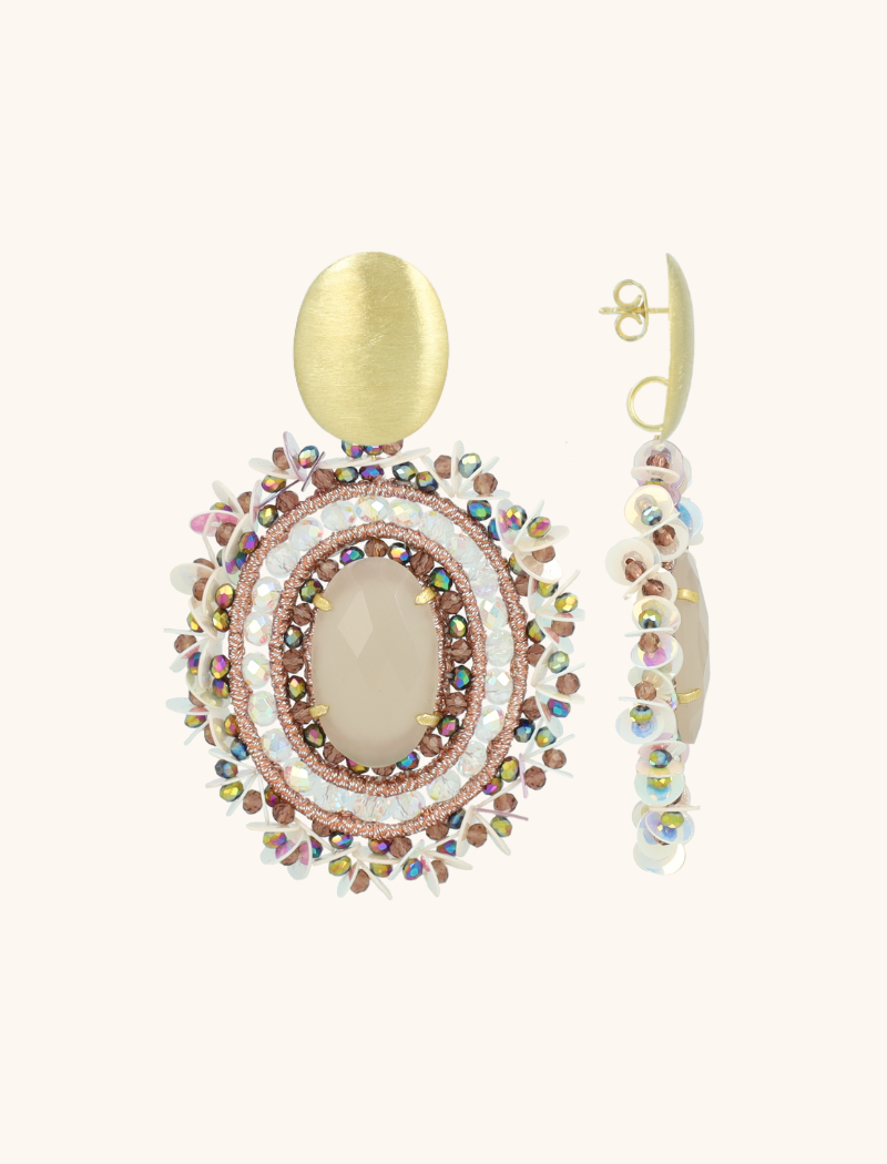 lott. gioielli Rosa Mix Oorbellen Venna Filled Oval Sequins L