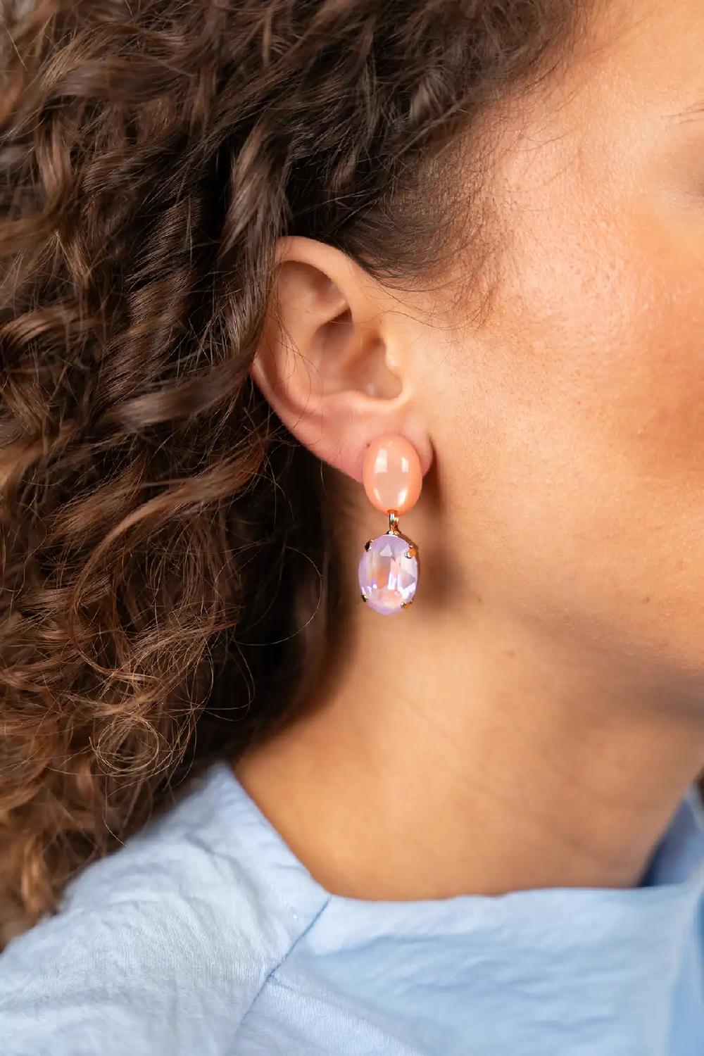 Lott. Gioielli Roze Oorbellen Indy Oval Strass Pendant M