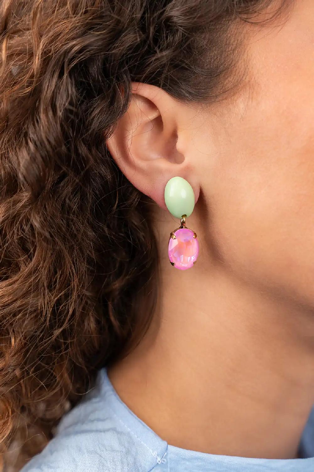 Lott. Gioielli Roze Oorbellen Indy Oval Strass Pendant M