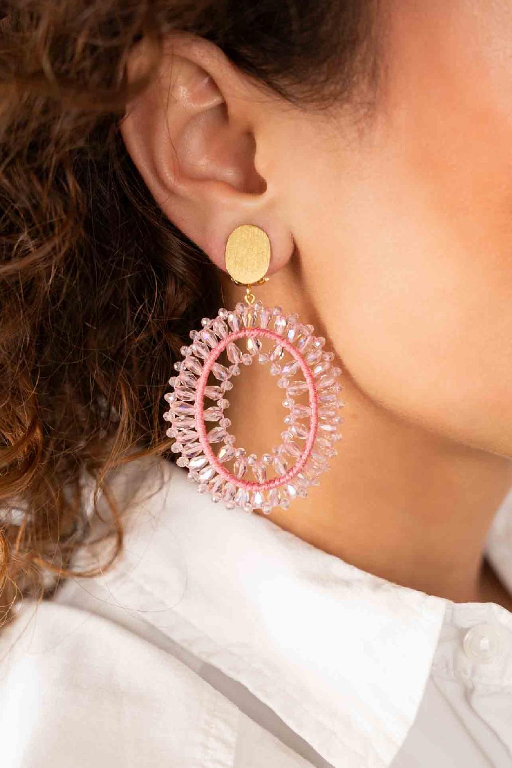 Lott. Gioielli Roze Oorbellen Noa Ovaal Dubbel L Clip