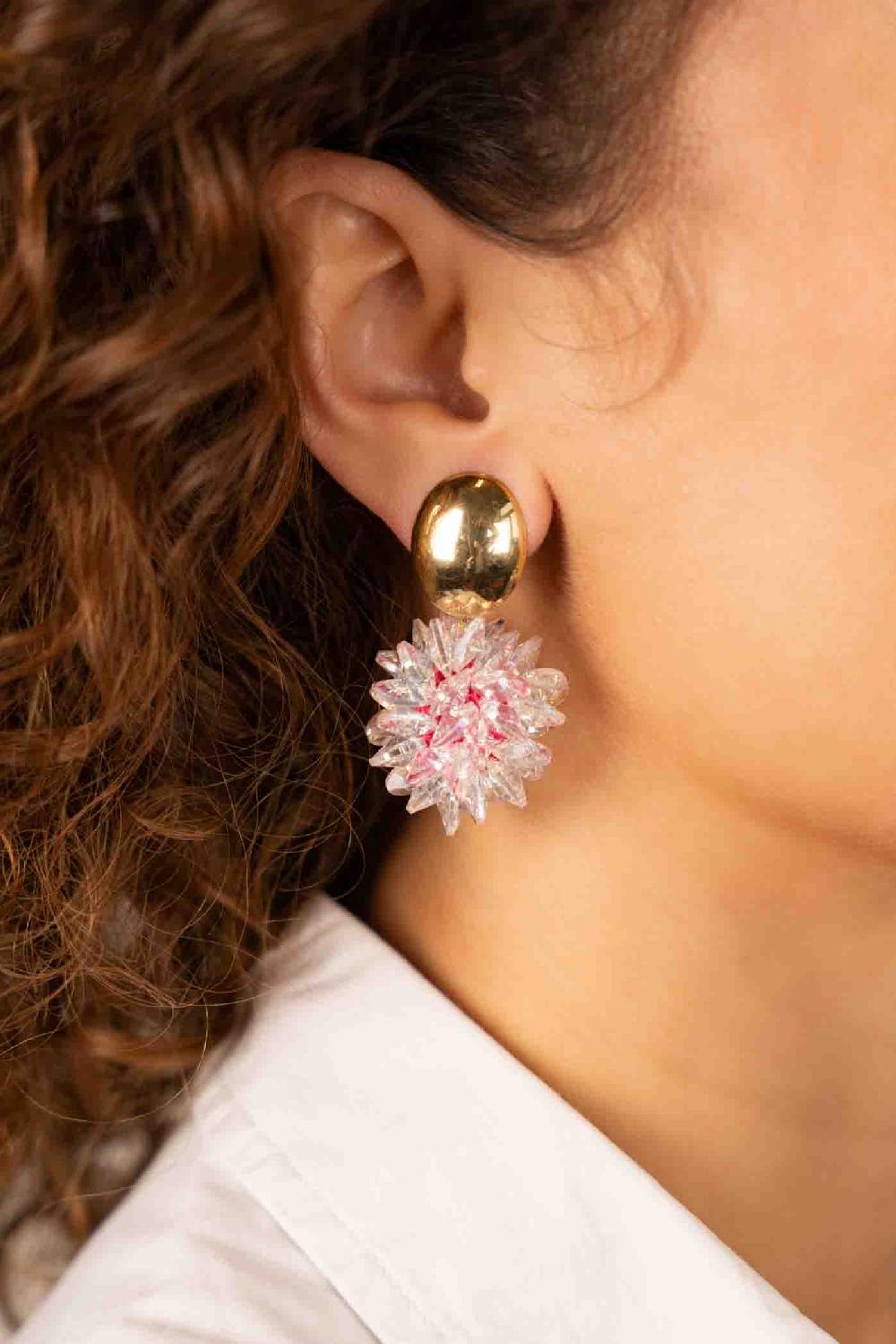 Lott. Gioielli Roze Oorbellen Sam Ovaal Crystal Sequins