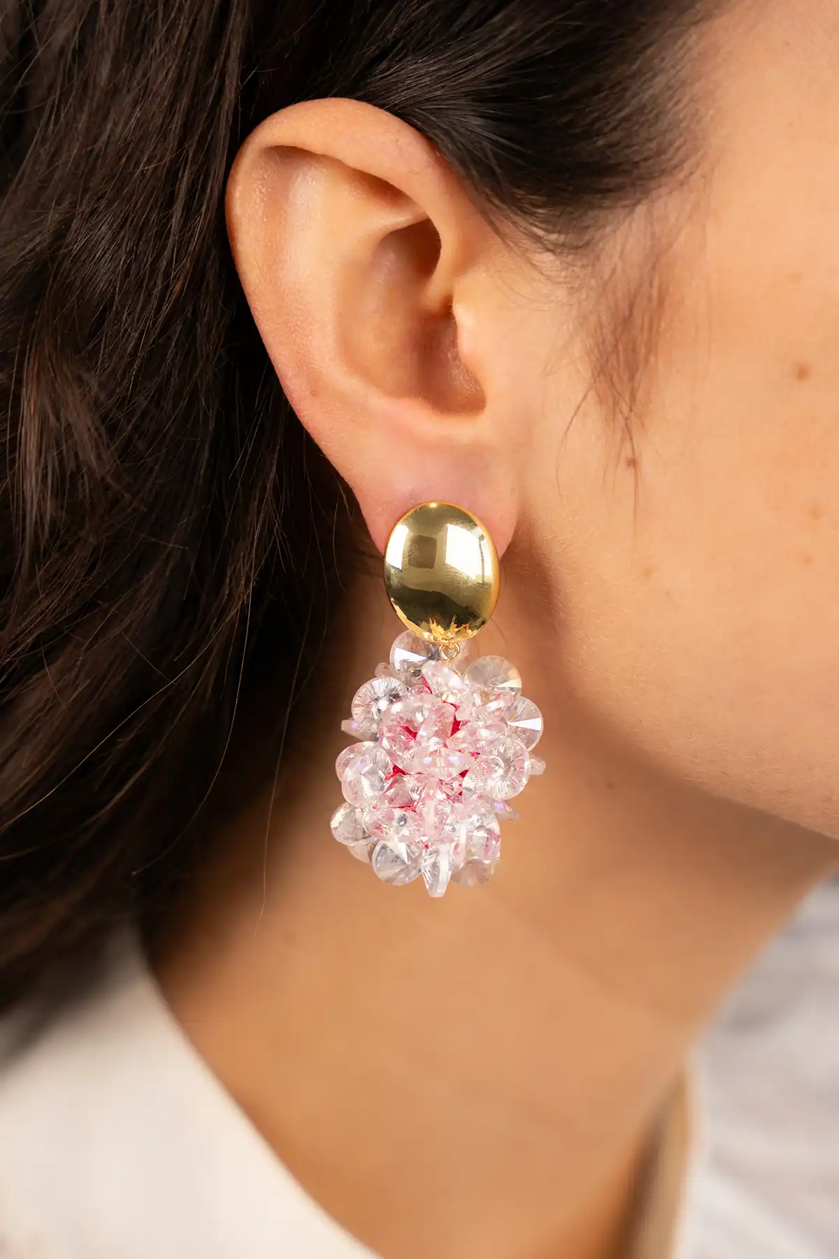 Lott. Gioielli Roze Oorbellen Sam Ovaal Crystal Sequins Clip