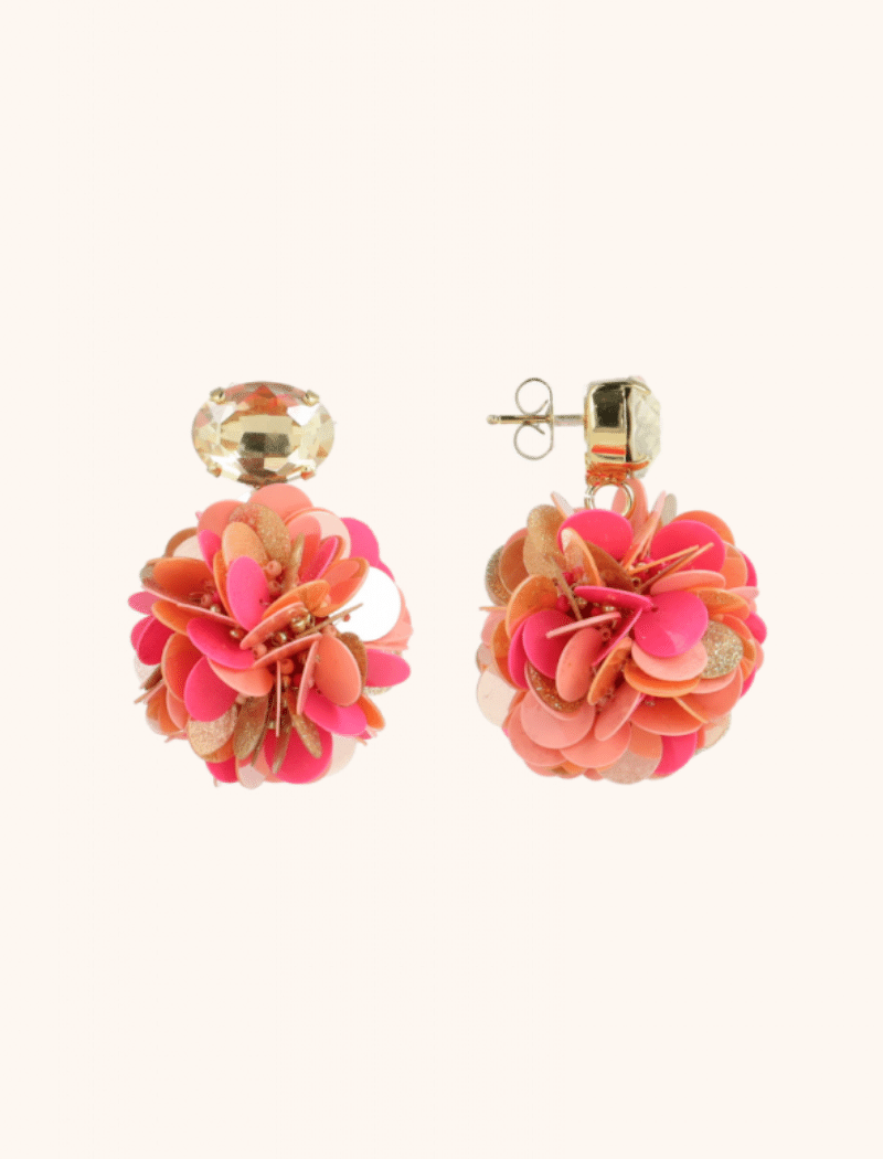 lott. gioielli Sequin Oorbellen Fuchsia Tangerine Laure Globe L Strass