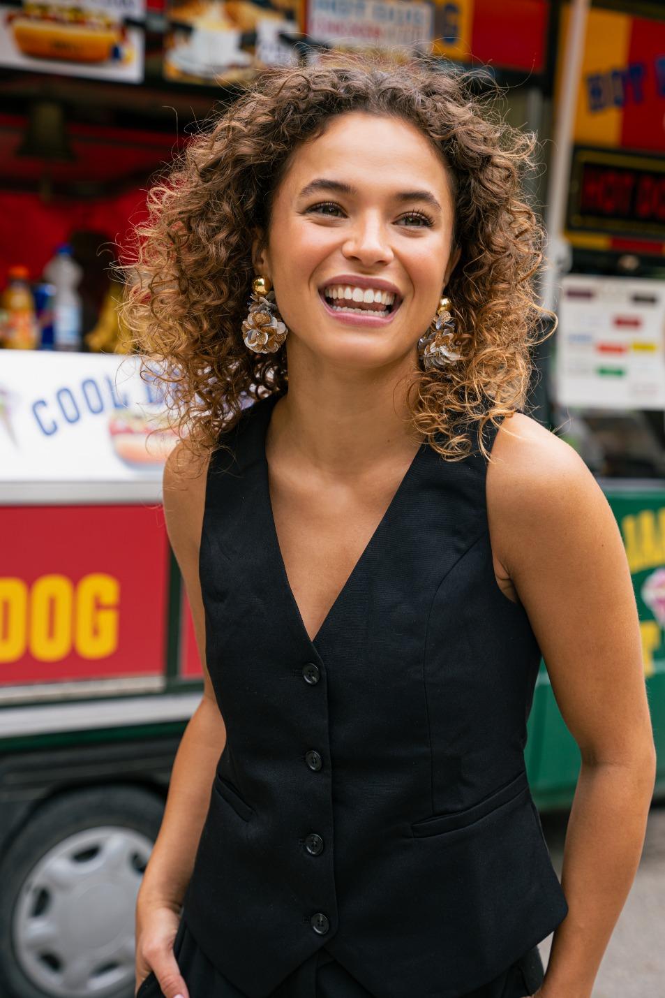 Lott. Gioielli Sequin Oorbellen Grijs Goud Pixie Double Globe