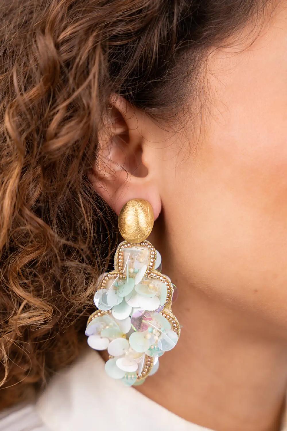 Lott. Gioielli Sequin Oorbellen Holo Mint Vlinder Druppel L