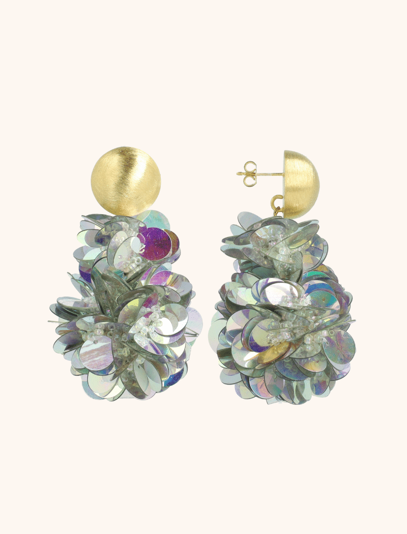 lott. gioielli Sequin Oorbellen Holo Zilver Double Globe