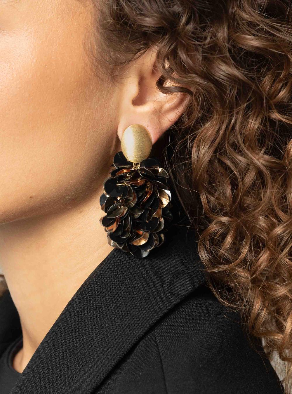 Lott. Gioielli Sequin Oorbellen Zwart Goud Sas Ovaal M