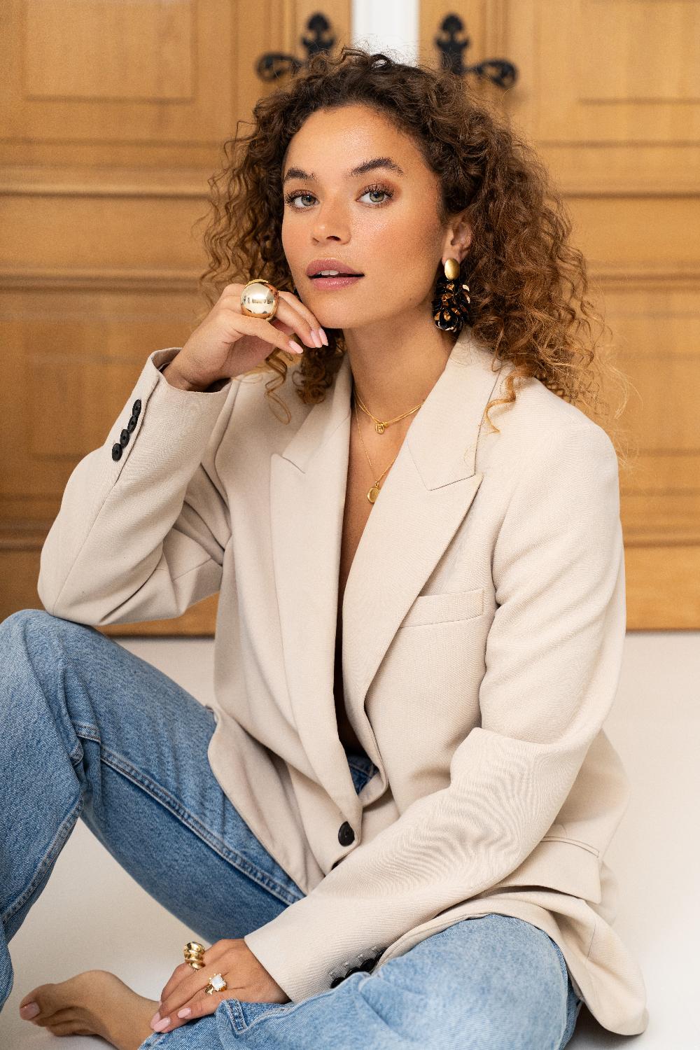 Lott. Gioielli Sequin Oorbellen Zwart Goud Sas Ovaal M