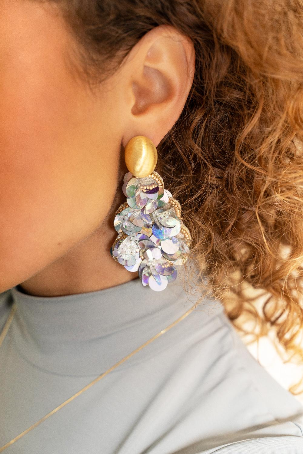 Lott. Gioielli Sequin Oorbelllen Holo Zilver Druppel L