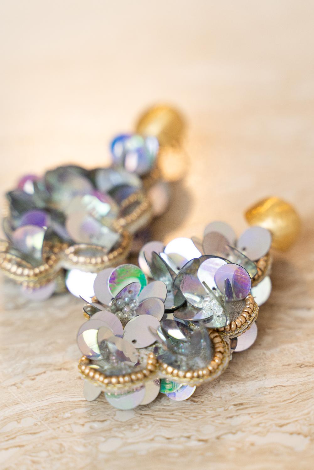 Lott. Gioielli Sequin Oorbelllen Holo Zilver Druppel L