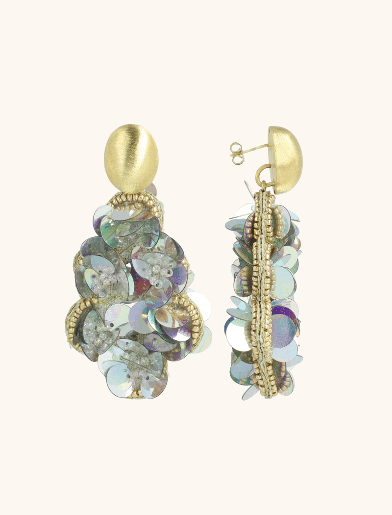 lott. gioielli Sequin Oorbelllen Holo Zilver Druppel L