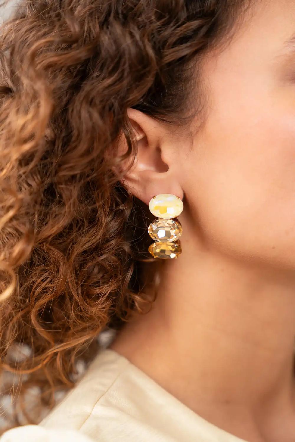 Lott. Gioielli Shadow Mix Oorbellen Gracia Vertical Oval Three Stones