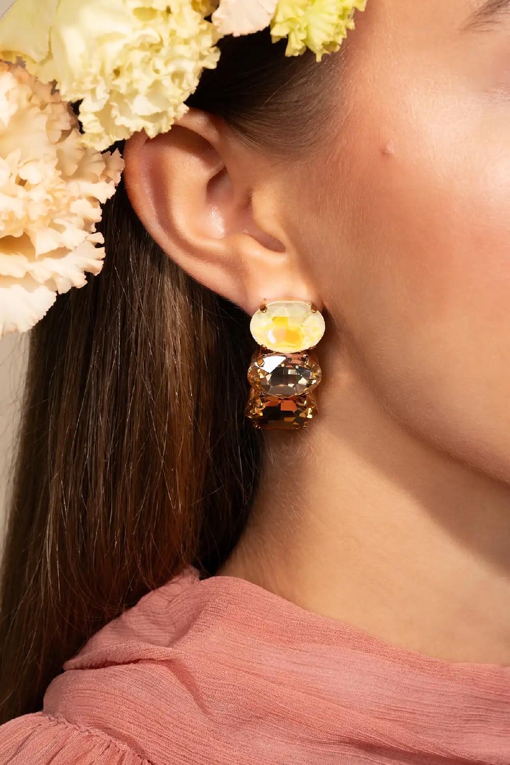 Lott. Gioielli Shadow Mix Oorbellen Gracia Vertical Oval Three Stones