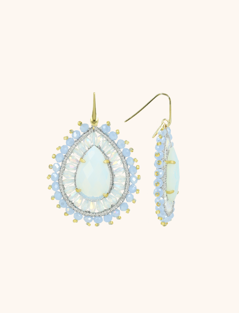 Lott. Gioielli Shiny Frosty Blauwe Oorbellen Berber Double Quartz Crystal Drop L