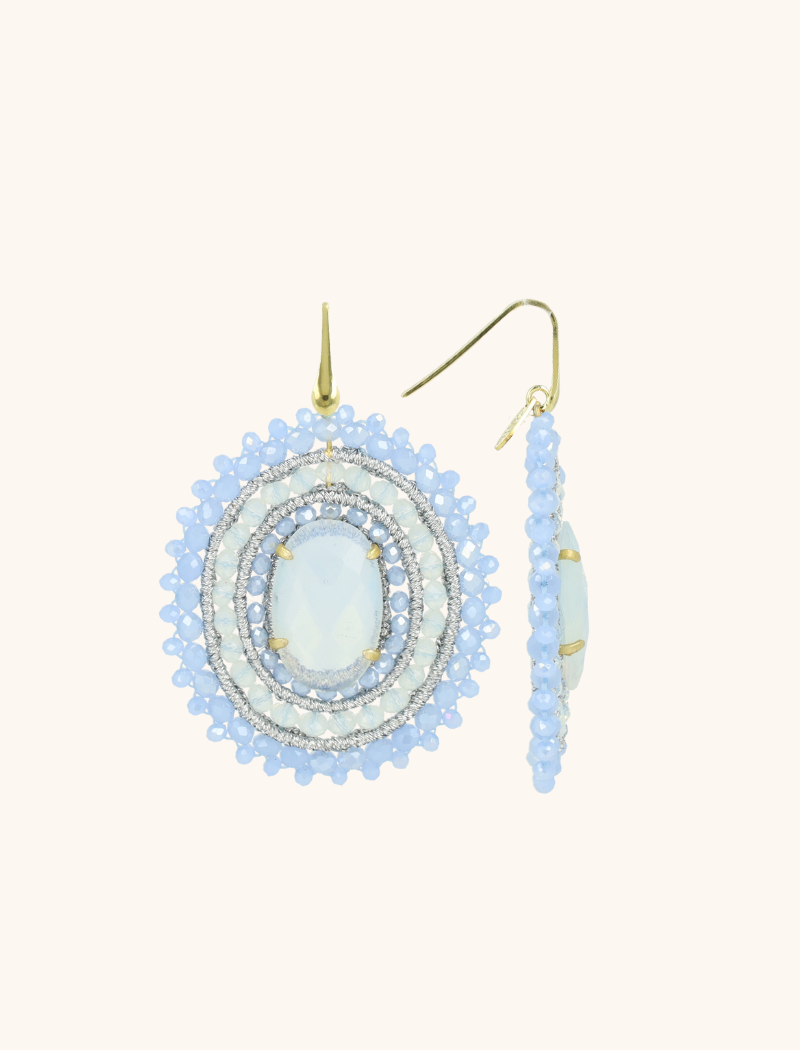 lott. gioielli Shiny Frosty Blauwe Oorbellen Jamie Filled Oval 3 Ringen Met Steen L