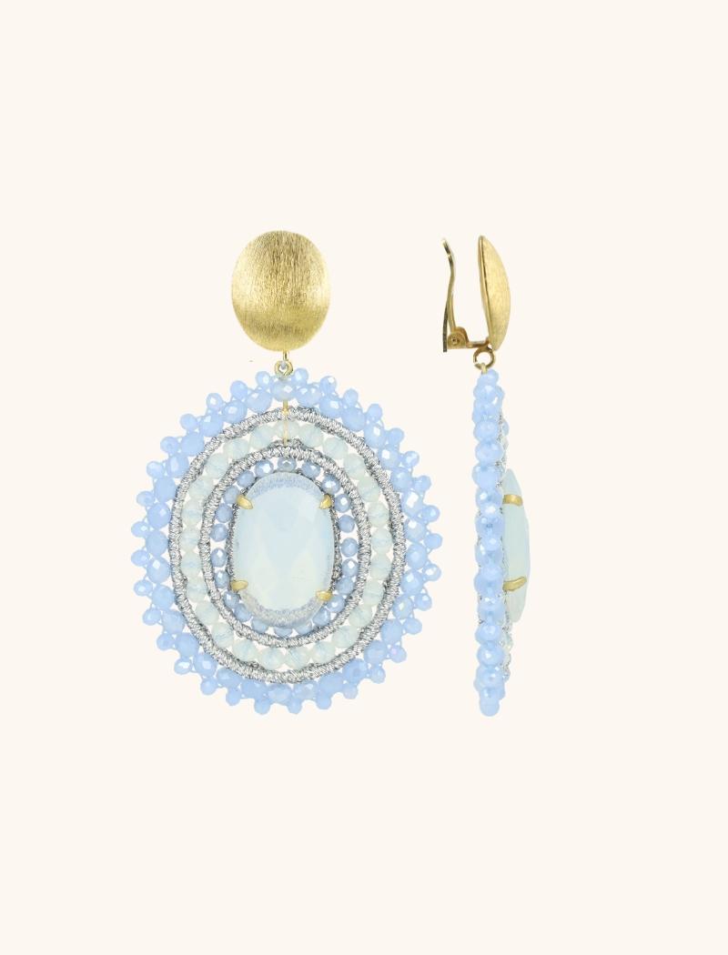 lott. gioielli Shiny Frosty Blauwe Oorbellen Jamie Filled Oval 3 Ringen Met Steen L Clip