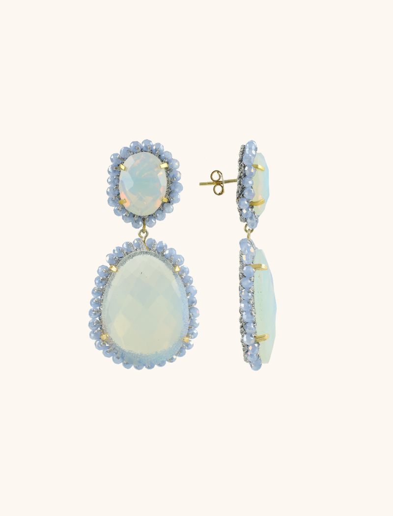 Lott. Gioielli Shiny Frosty Grijze Pendant Oorbellen Dubbel L